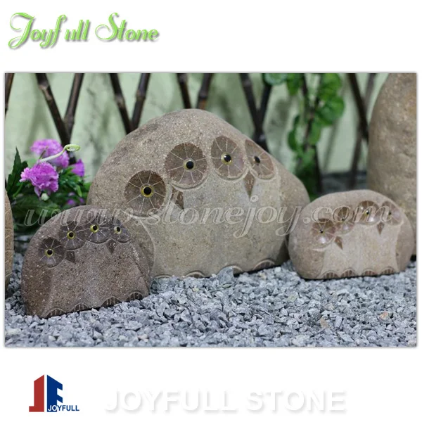 
Natural River Stone Owl Sculpture carvings 