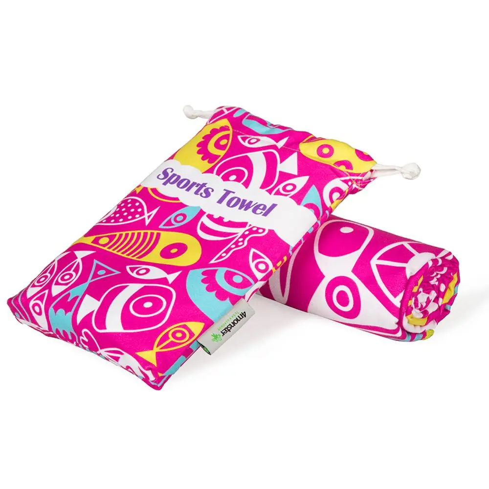 4monster factory best seller wholesale custom printing wave type microfiber beach towel fabric