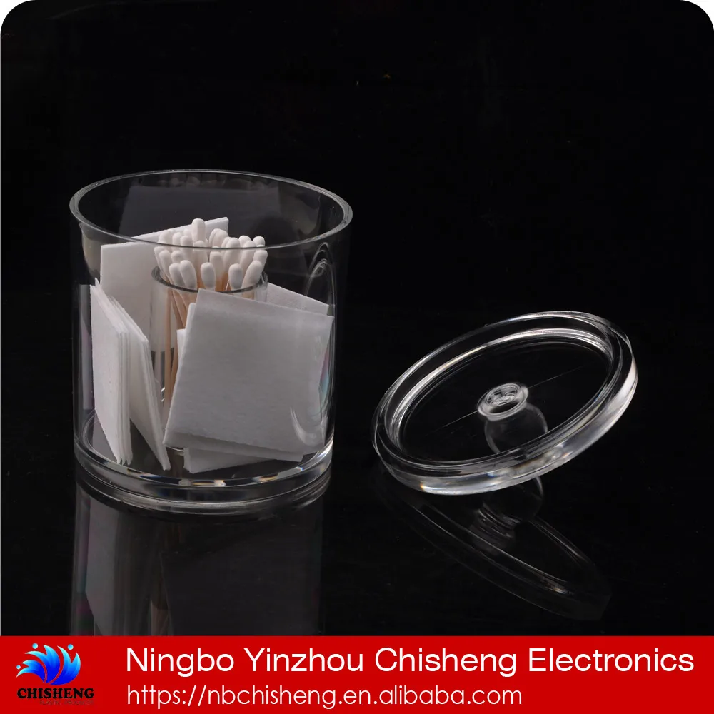 high quality transparent acrylic round with cover cotton swab box Cosmetic tip box cosmetic storage box