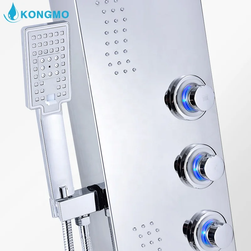 Classic design bathroom massage shower panel with led light overhead and faucets