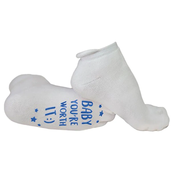 
Custom Design Combed Cotton Labor & Delivery Grip Ankle Socks, Pregnancy Funny Hospital Non Skid Grip Bottom Socks 