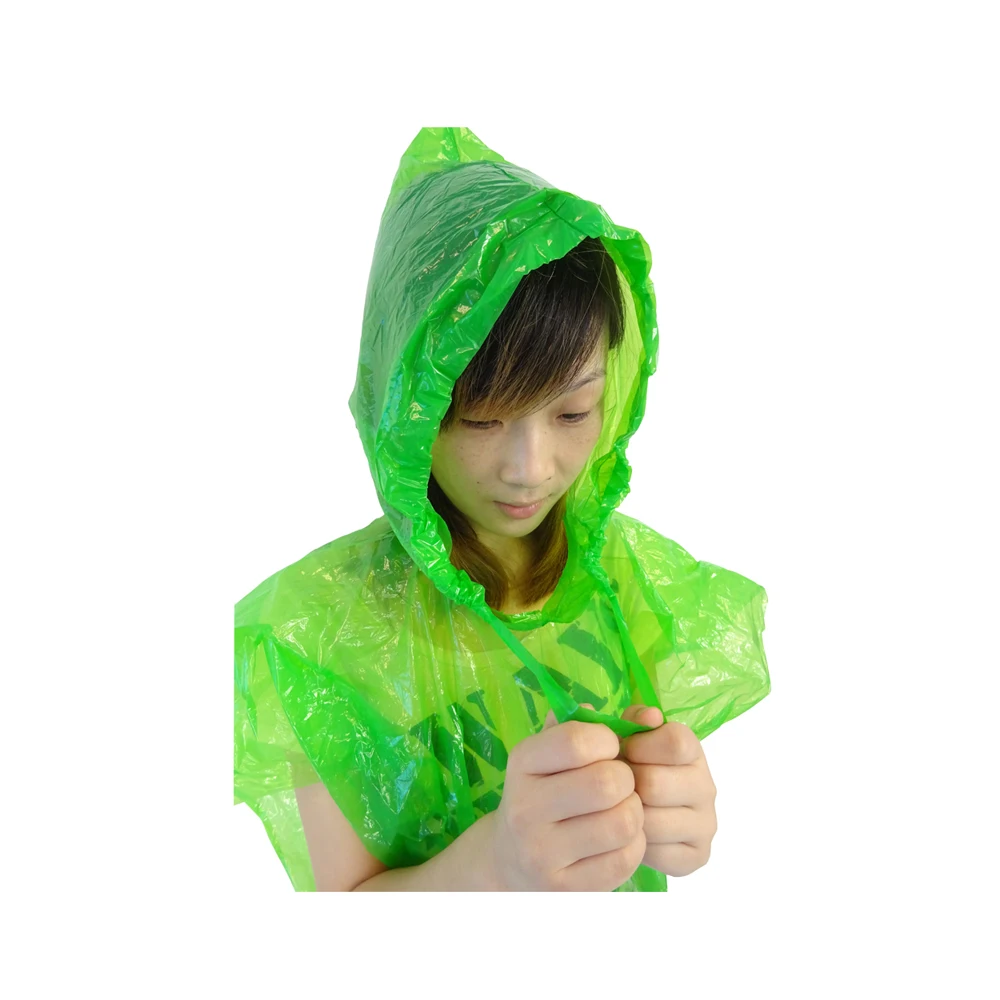 Emergency promotional waterproof disposable plastic LDPE rain poncho