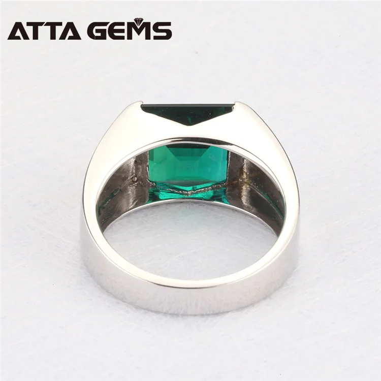 Jewelry Nano Square Emerald Gemstone Stone Ring Green Sterling Silver for Men Trendy Italian Silver Fine Silver 925 Topaz Ring