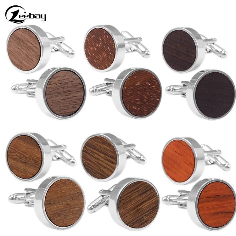 
Circular solid wood cufflinks, business shirt environmental cufflinks 