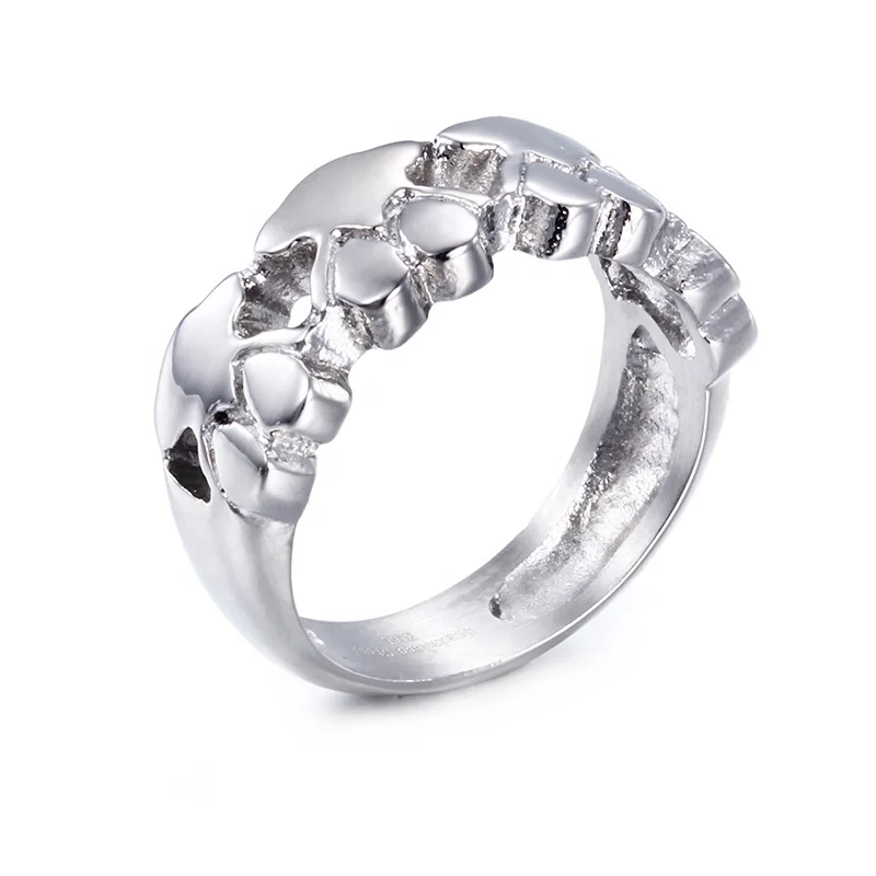 
Excellent Quality Modern Bear Shaped Finger Band Custom Stainless Steel And Gold Ring 