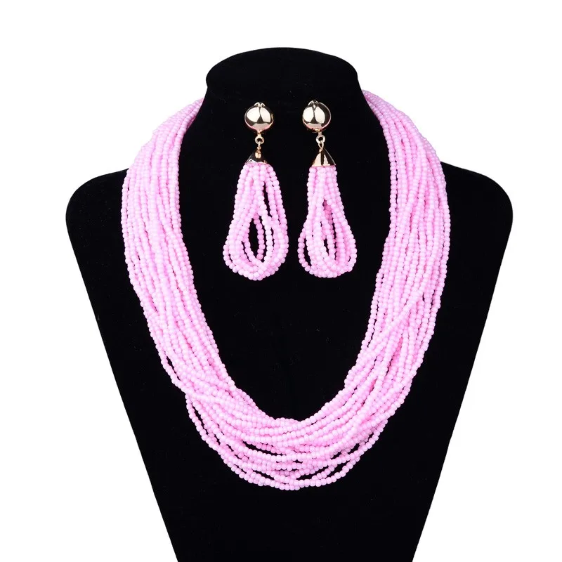 New fashion handmade multi-strand seed beads necklace set