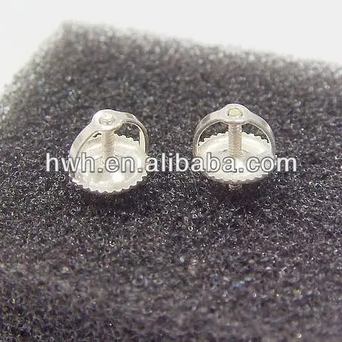 H1209/L Silver Anti-Allergic Earring Screw Post & Screw Back 6mm Diameter