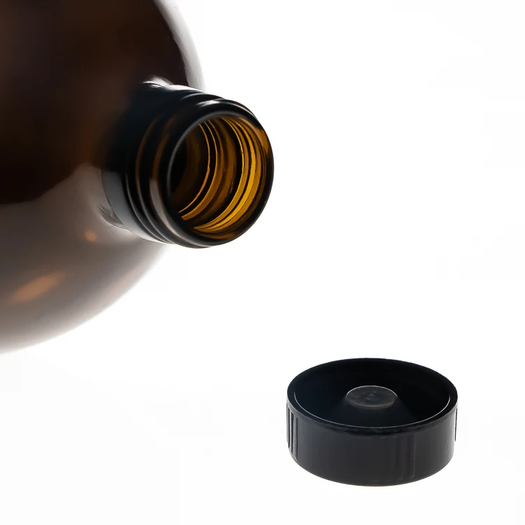 Stock Products 1000ml Boston Round Amber Glass Growler Kombucha Bottles Empty Sirop Bottle with Bakelite Cap