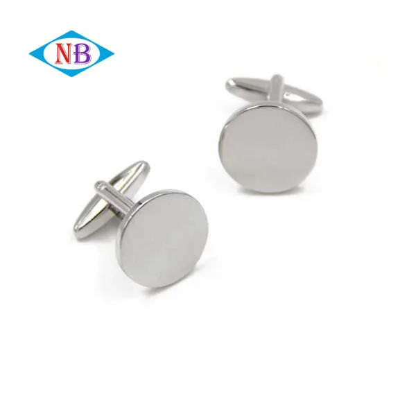 Высококачественные пустые круглые запонки Hig, Заказные мужские серебряные запонки