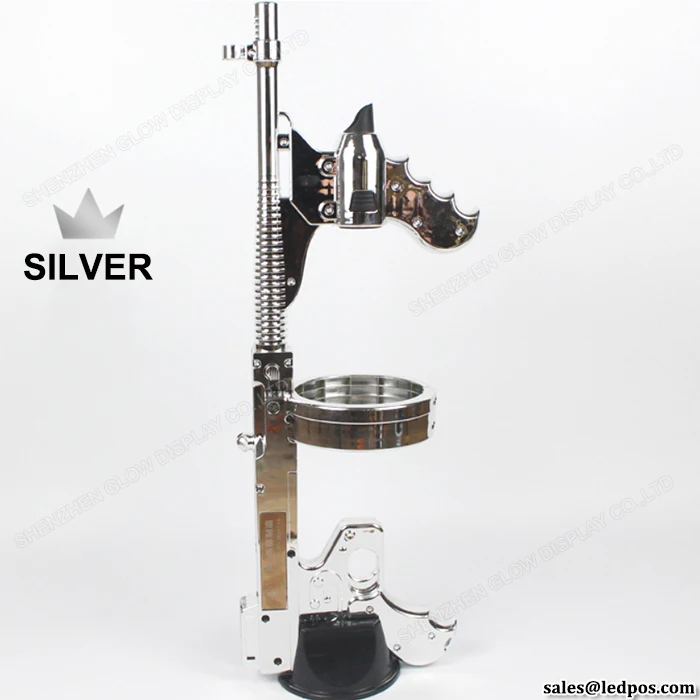 Silver Gold Rose Gold Rechargeable LED Champagne Gun Sprayer Machine with Jet Nozzle Pourer Convert Base