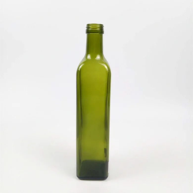 Wholesale 500ml square dark green olive oil glass bottles