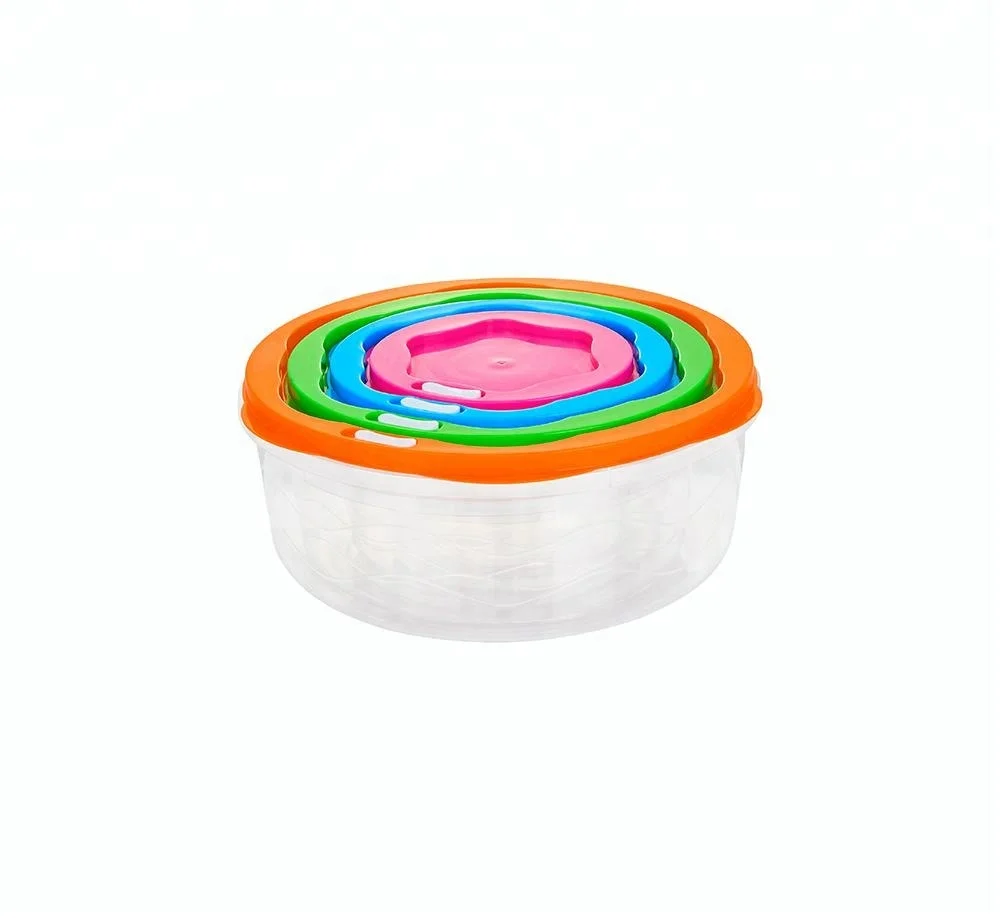 pp wholesale household 4.1L large size plastic collapsible airtight waterproof food storage container with colorful lids