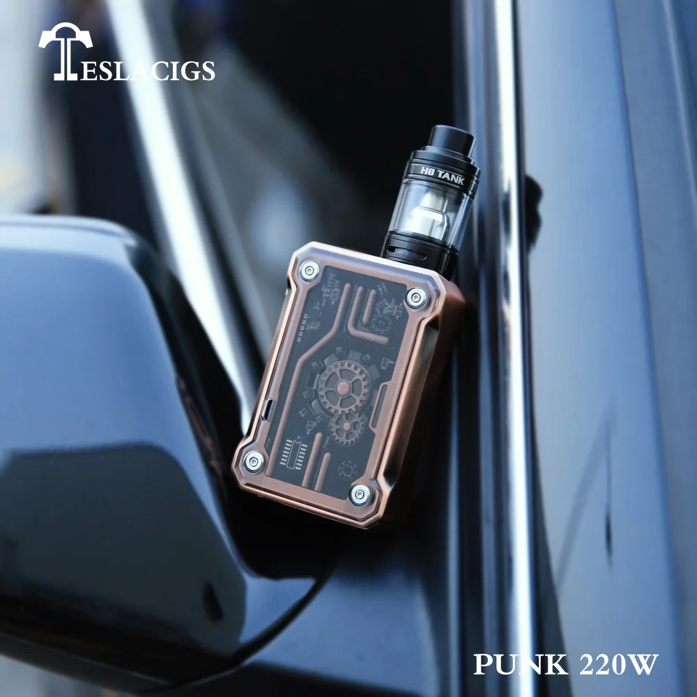 Новейшая модель; Teslacigs панк 220 Вт мод с блестящими встроенный цветная (RGB) светодиодных ламп от производителя Teslacigs