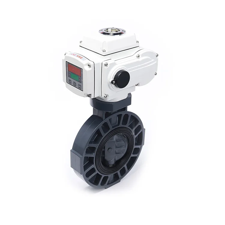 PVC DN40 DN100 DN150 DN200 Plastic Motorized Water Flange Butterfly Valve