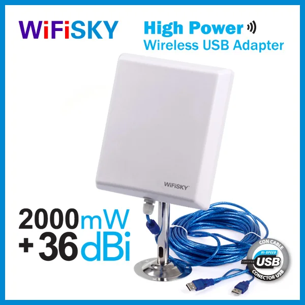 Outdoor Wireless USB Adapter 36dbi Panel Antenna 150Mbps 2.4GHz RT3070 Melon N4000