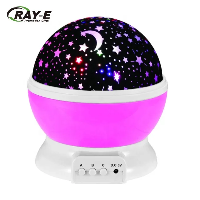 360 Night Lamp Star Light Rotating Projector, Baby Night Light Moon Star Projector, 4 LED Bulbs for Children Kids Bedroom
