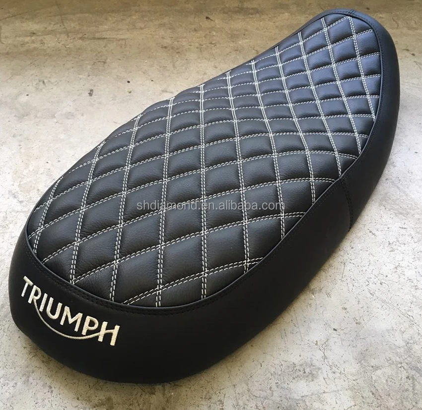 Bonneville T100 Leather custom scrambler seat Cushion/Thruxton saddle/triumph streettwin900 Seat/T120 classic diamond selle