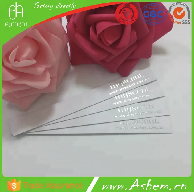 
high quality guangzhou printing service cheap perfume absorbed test paper with LOGO printing, DL562 