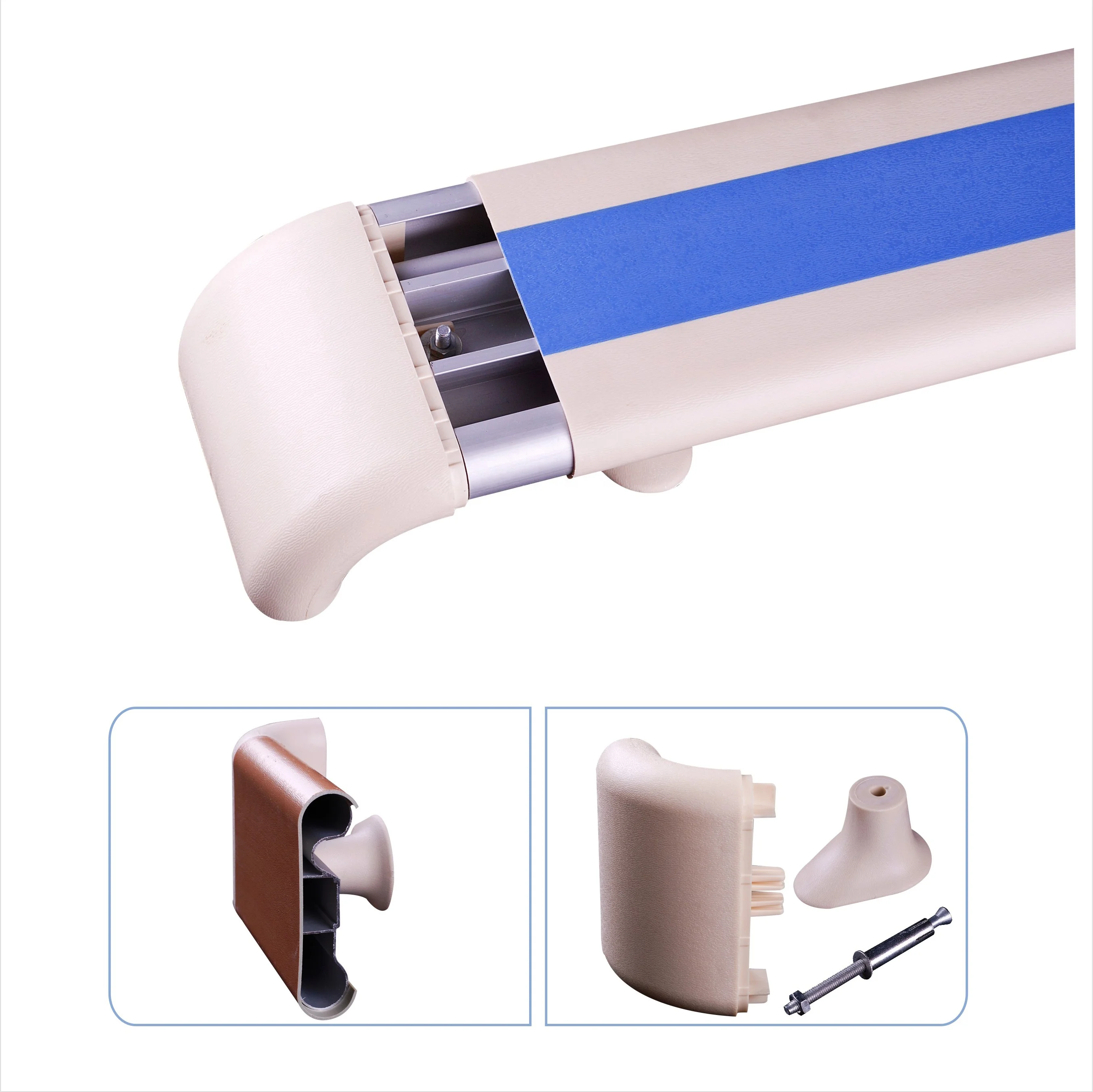 Hospital kindergarten nursing home wall installation protective plastic hand grips  Corridor handrail