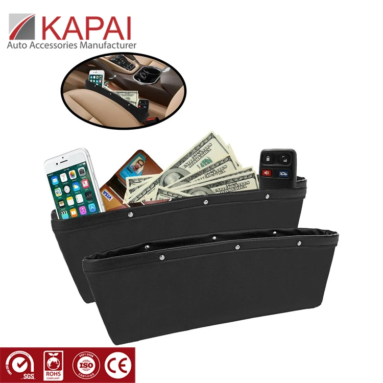 Best Sell Leather Catch Seat Side Drop Caddy Catcher Car Gap Filler Organizer