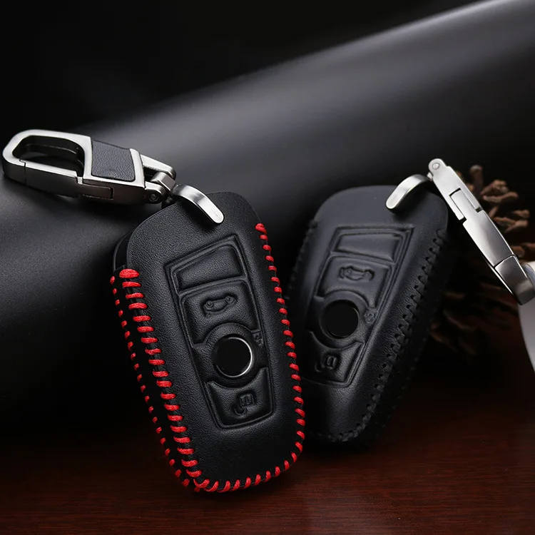 Genuine Leather Car Key Cover Key Holder Car Keyring Keychain suitable for BMW and other car models