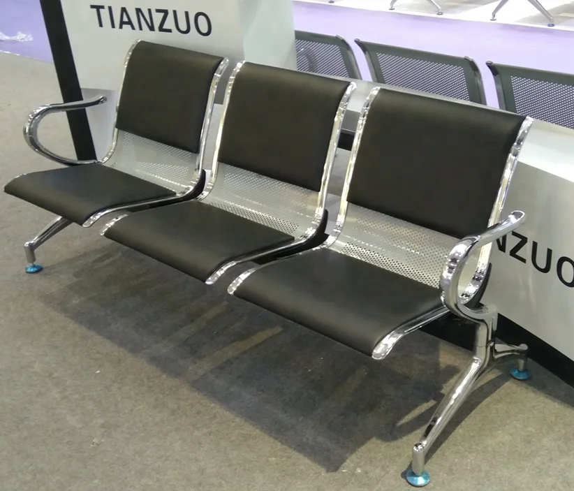 cheap 4 seater pu leather cushion waiting room beam bench
