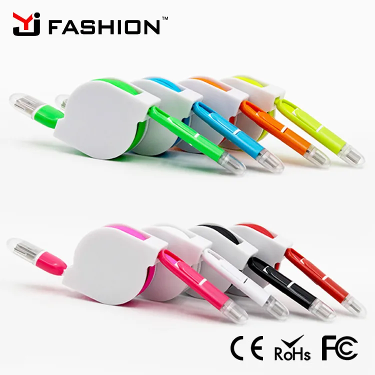 Выдвижной USB-кабель для синхронизации данных Кабель-провод со светодиодной подсветкой Для Samsung, HTC, Android, iPhone iPad