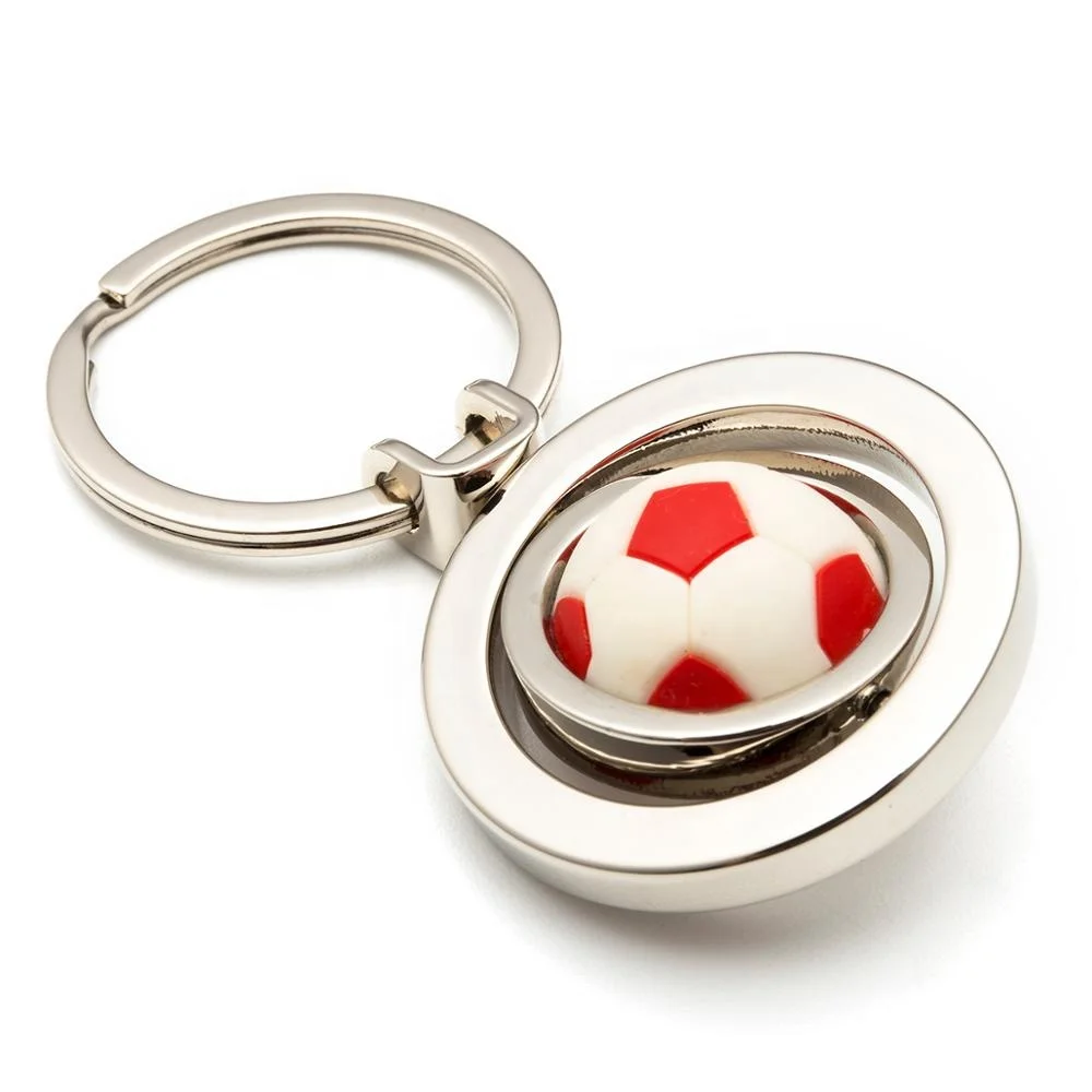 rotating metal zinc alloy with soft pvc soccer/basket ball custom keyring
