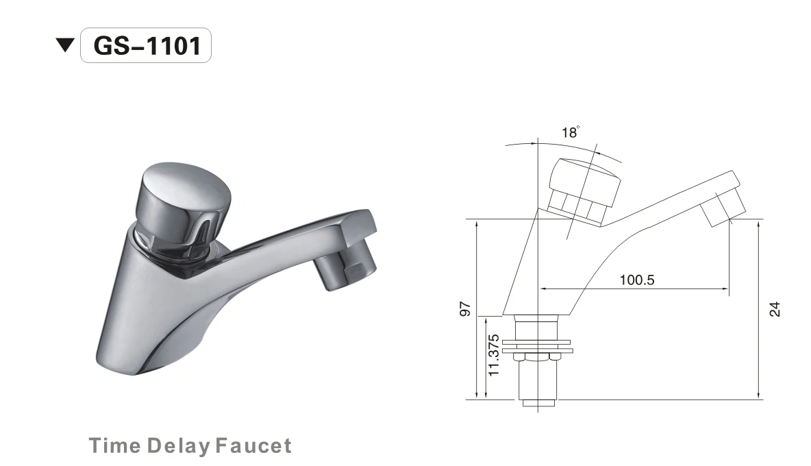 Public Bathroom Self Closing Brass Material Tap Push Button Chrome Time Delay Faucet