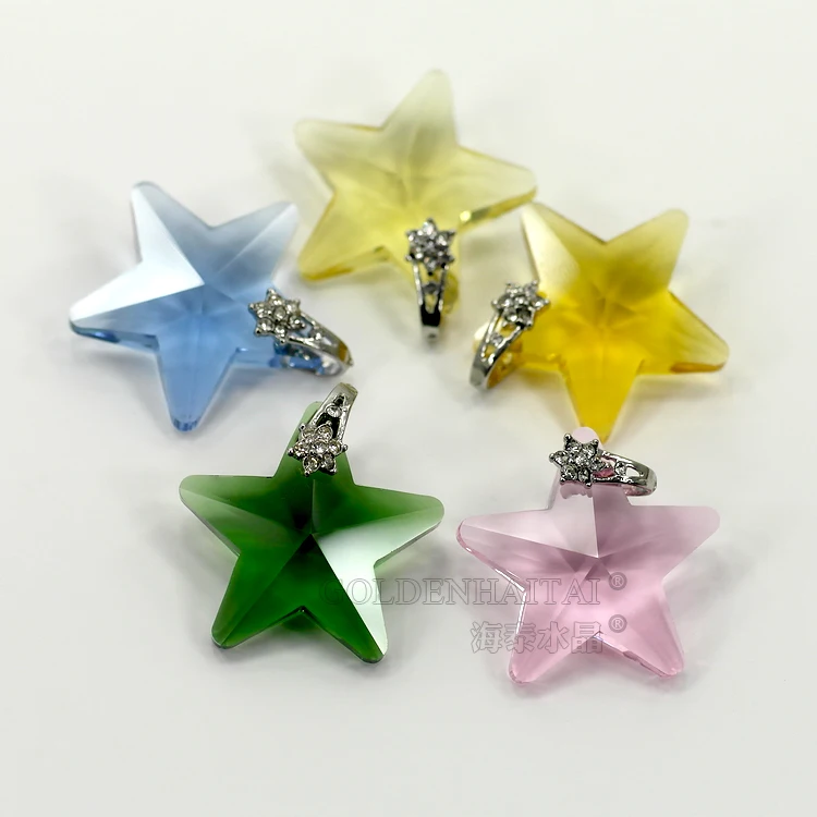 29mm Crystal colorful Star Shaped, Hanging Jewelry Ornament Pendant, Suncatcher Decoration DIY Loose Beads GOLDENHAITAI