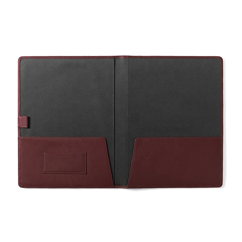 Custom File Folder With Pen Holder And Pocket PU Leather Meeting Document A4 File Folder