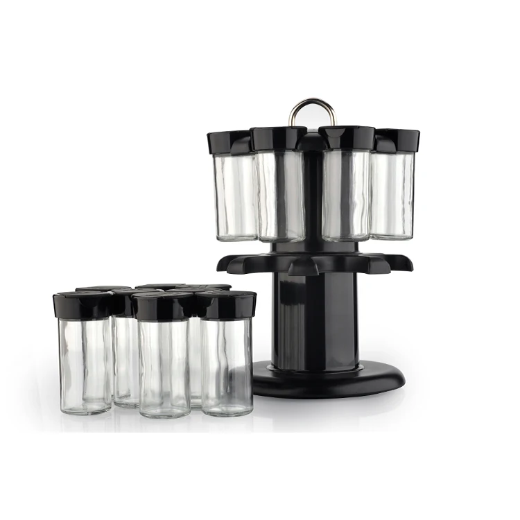 Kitchen & tabletop 16pcs Double-layer Rotary Plastic Spice Rack Sets With Spice jar