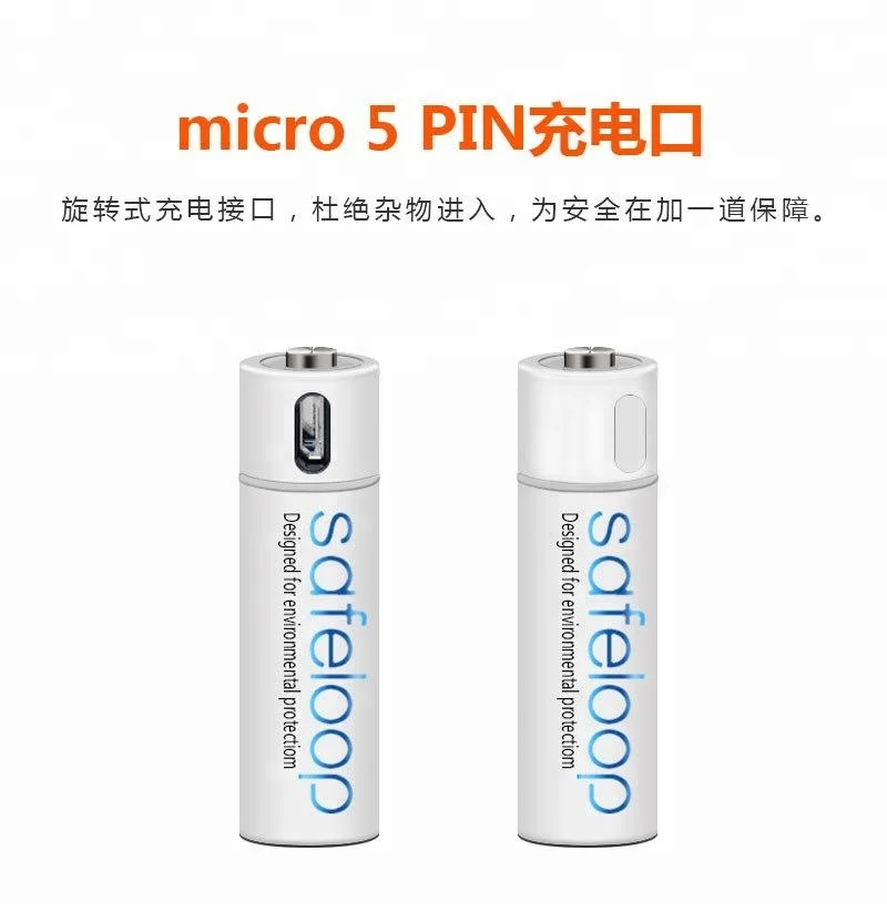 Rechargeable NiMH 1.2V 1000mAh USB battery aa for Camera flashlight