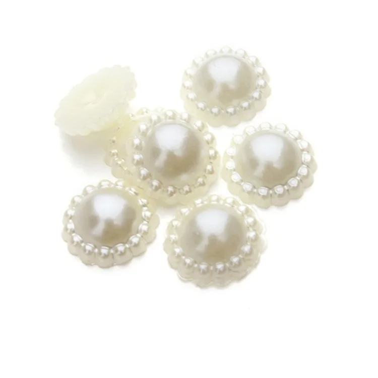 Sunflower shape plastic half cut pearls beads in bulk for clothes