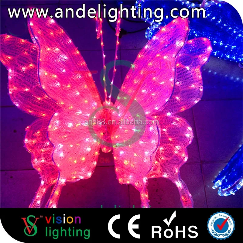 3D Sculpture Acrylic Ornament Waterproof Christmas butterfly Led Lights