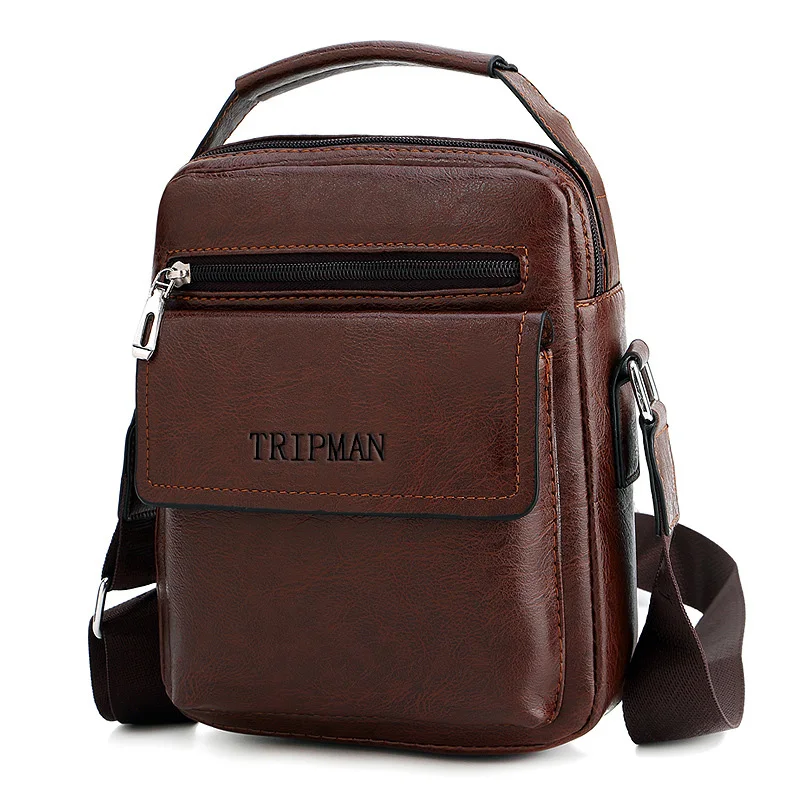 Мужская сумка-мессенджер Tripman из искусственной кожи, винтажная сумка через плечо с верхней ручкой и ремнем