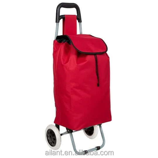 100% polyester 600D fabric foldable shopping cart folding with wheel oxford trolley