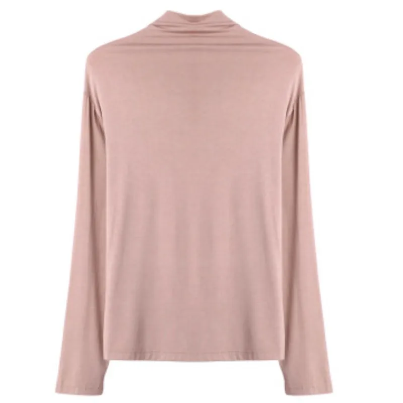 Muslim Sexy Cotton Turtleneck Tops Women Classic Long Sleeve Slim Workwear Office Ladies T Shirt For Spring Clothes 30% off