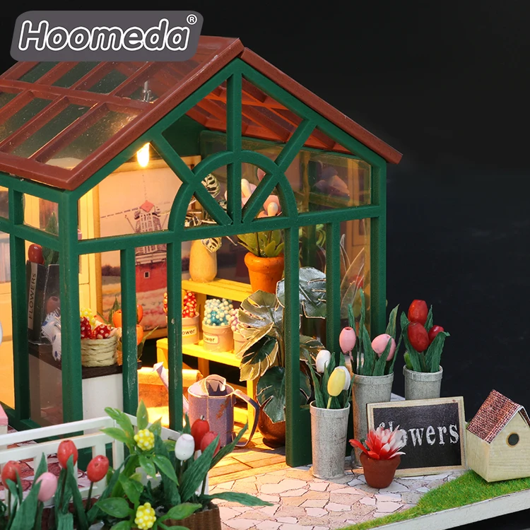 Beautiful dream house miniature diy flower doll house with music