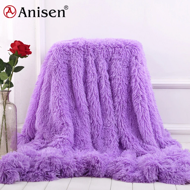 wholesale luxury long hair mink blanket custom faux fur throw blanket