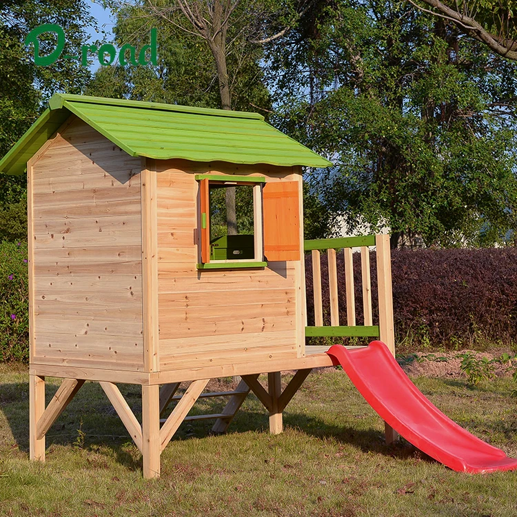 Children Wooden Play House with Ladder and slide