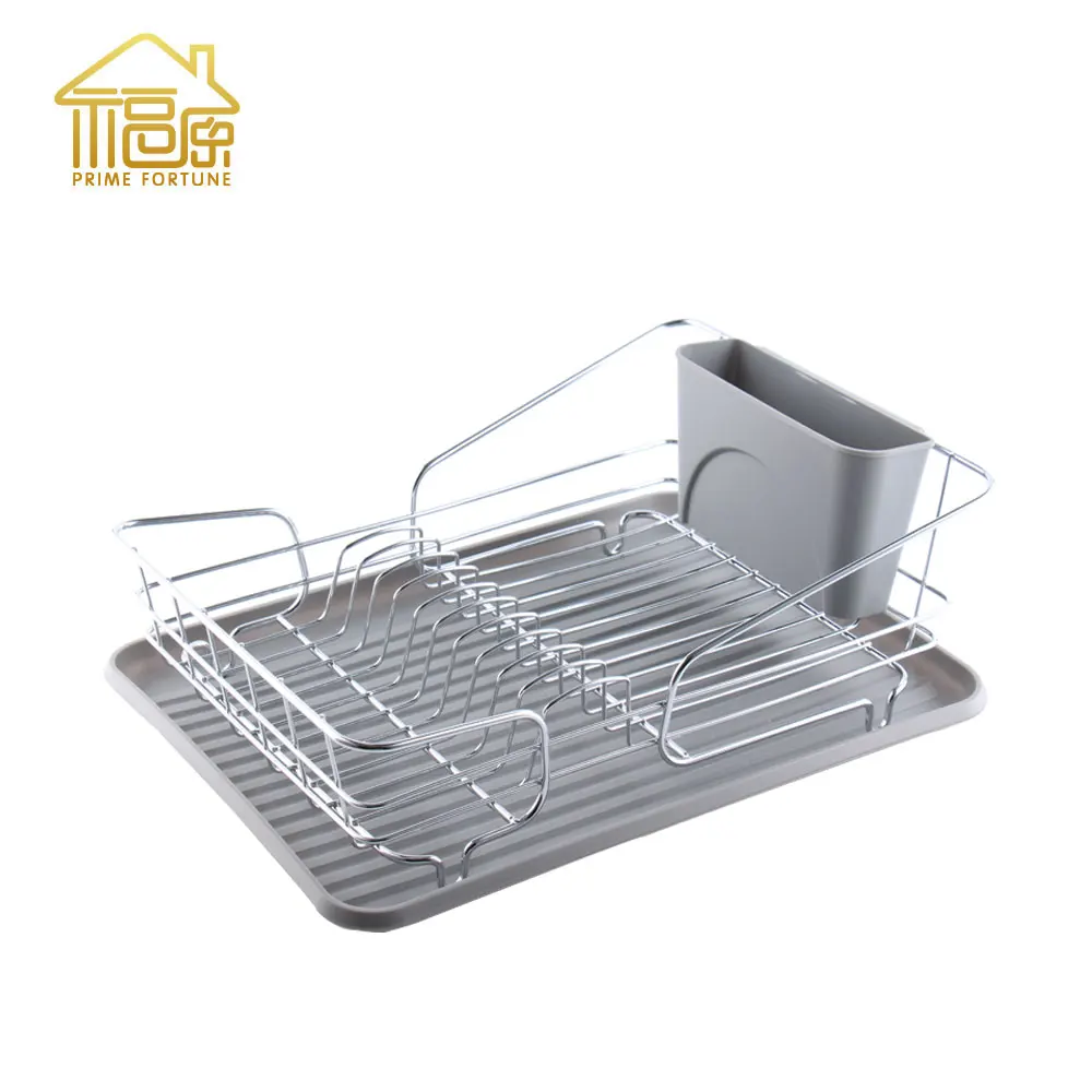 Dish Drying Rack with Large Storage Cutlery Metal Holder,Removable Drainer tray & Chopsticks knife fork Holder for Kitchen