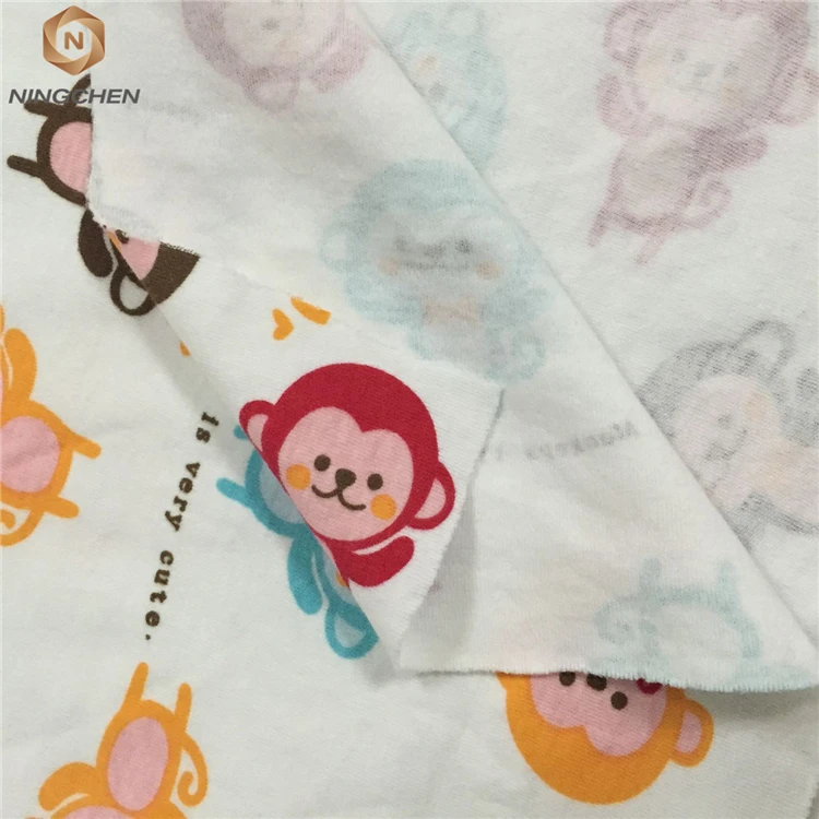 
cartoon design printed 100% cotton baby knitted single jersey fabric Cotton Single Jersey cartoon printed fabric 