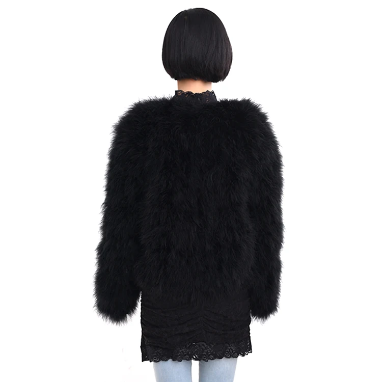 Fashion Styles Real Feather Jacket for Women Trendy Style Thick Turkey Fur Coat