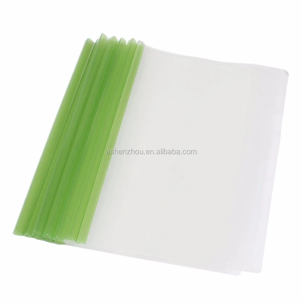 New design custom logo printed clear pumping rod file folder PVC slide bar transparent plastic report covers