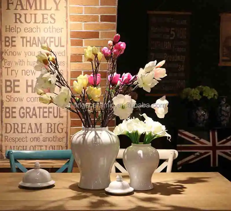 Chinese High Temperature Porcelain Solid Color Painting Ceramic Ginger Jars