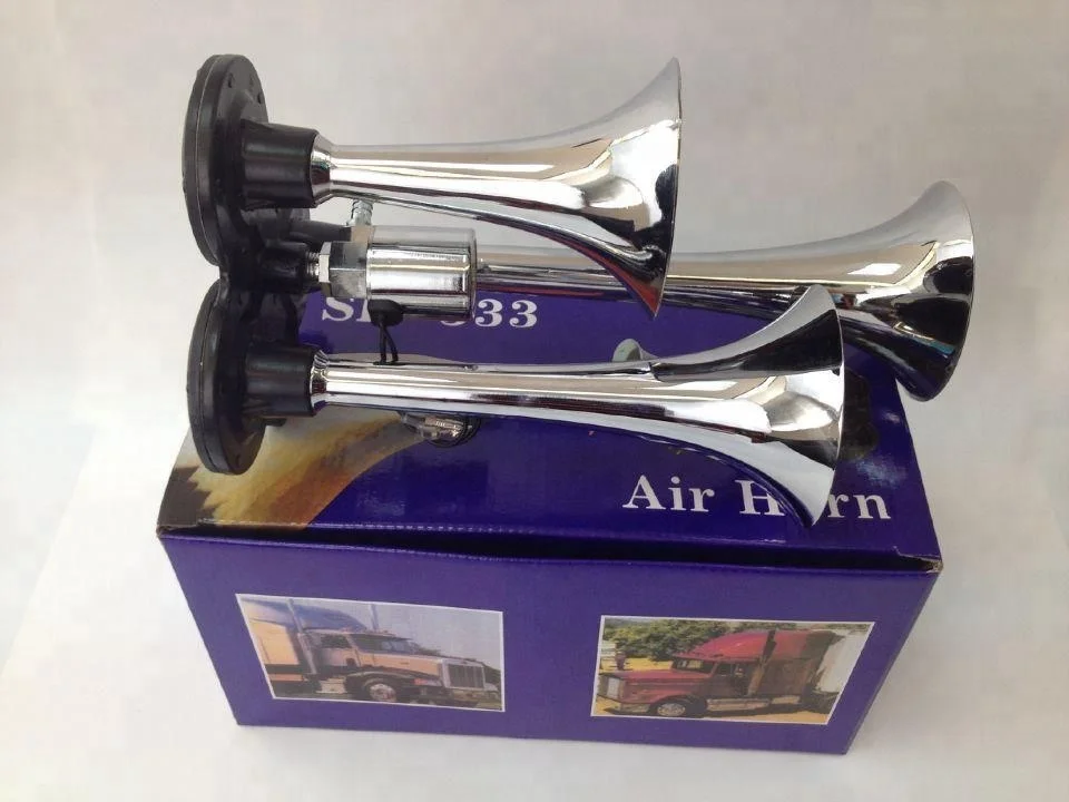 Three Trumpet Chrome Air Horn,Auto Horn (JGT-302), raised base