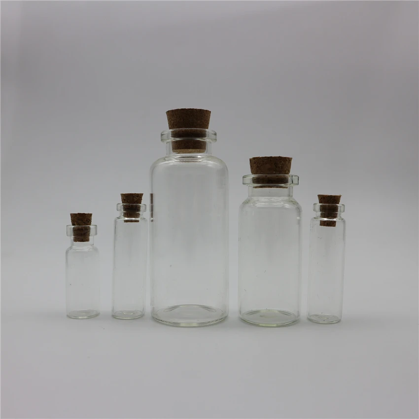 Free sample 1ml 2ml 3ml 4ml 5ml 6ml 7ml 8ml 10ml 15ml 20ml 30ml 50ml 100ml small glass bottles with cork for sale