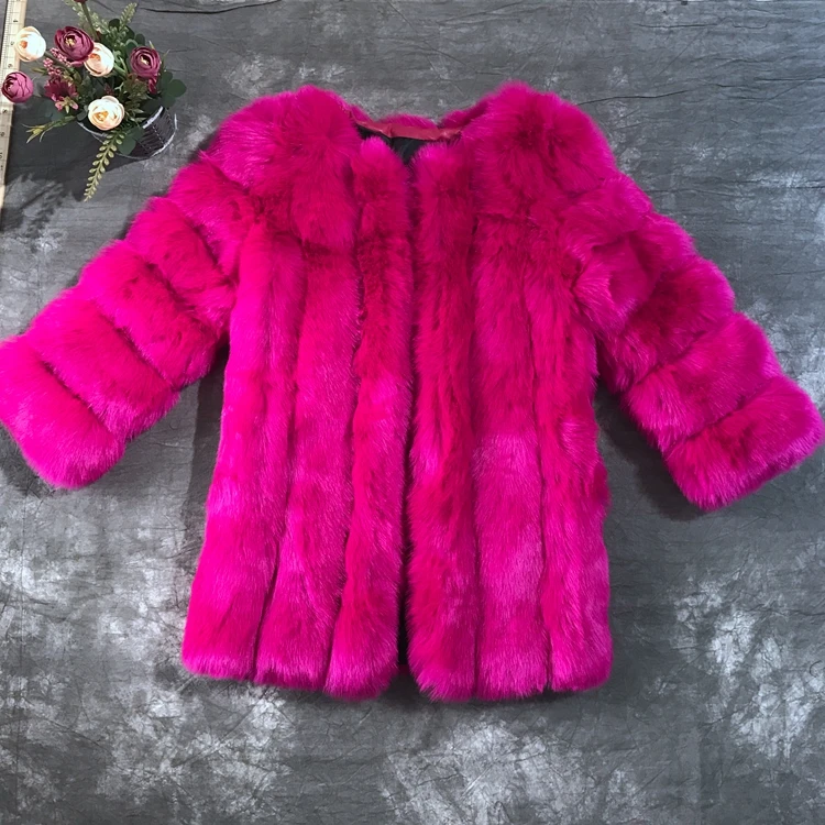 
European popular wholesale long style faux fox fur winter warm coat 