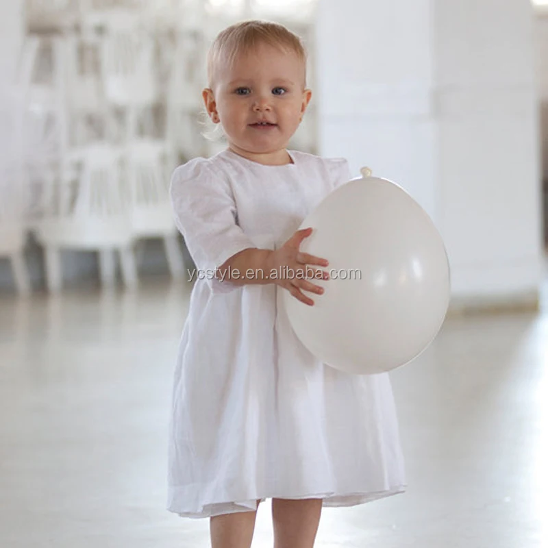 Wholesale baby clothes good quality simple design long sleeve and soft linen baby girls dress clothing children frocks designs